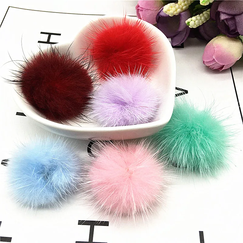 5Pc 4cm Mink Pompoms Fur Balls for Sewing on Knitted Beanies Keychain and Scarves Shoes Hats Earring Fur Pom Pom DIY Accessories