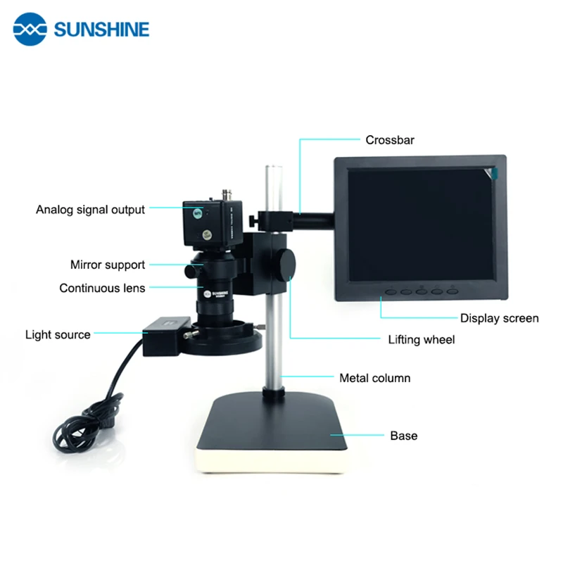 SUNSHINE MS8E-01 Electronic Digital Microscope 21-135 times magnification HD Zoom 130W Professional Digital Microscope