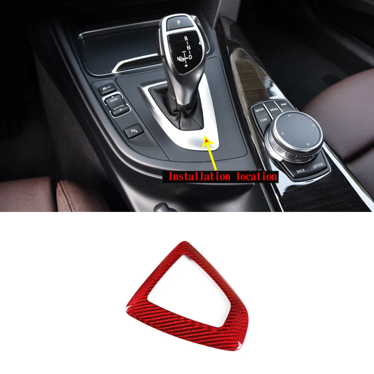 

Suitable for BMW 1 series 2 series 3 series 4 series gear handle base decoration frame real carbon fiber red right peptide