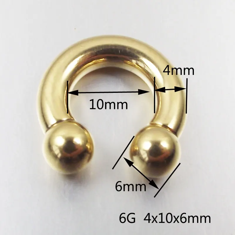 SaYao Gold 6G Stainless Steel CBR  Internally Threaded BCR Circular Barbells Horseshoe Nose Ring Body Jewelry