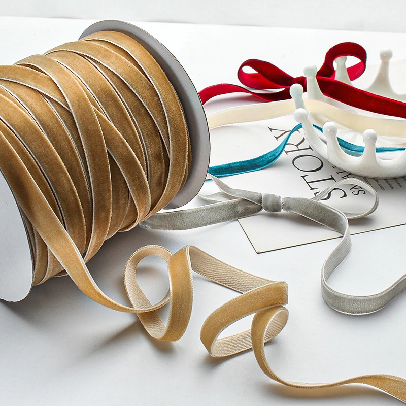 50 ياردة/لفة شريط مخملي حفل زفاف الديكور اليدوية الشريط هدية التفاف الشعر Bowknot بها بنفسك عيد الميلاد الشريط 1 سنتيمتر العرض
