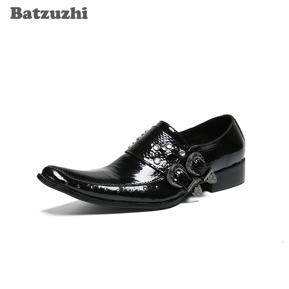 

Batzuzhi Italian Style Men Dress Shoes Slip-on Fashion Black Genuine Leather Shoes Men Business, Party and Wedding! Zapatos Homb