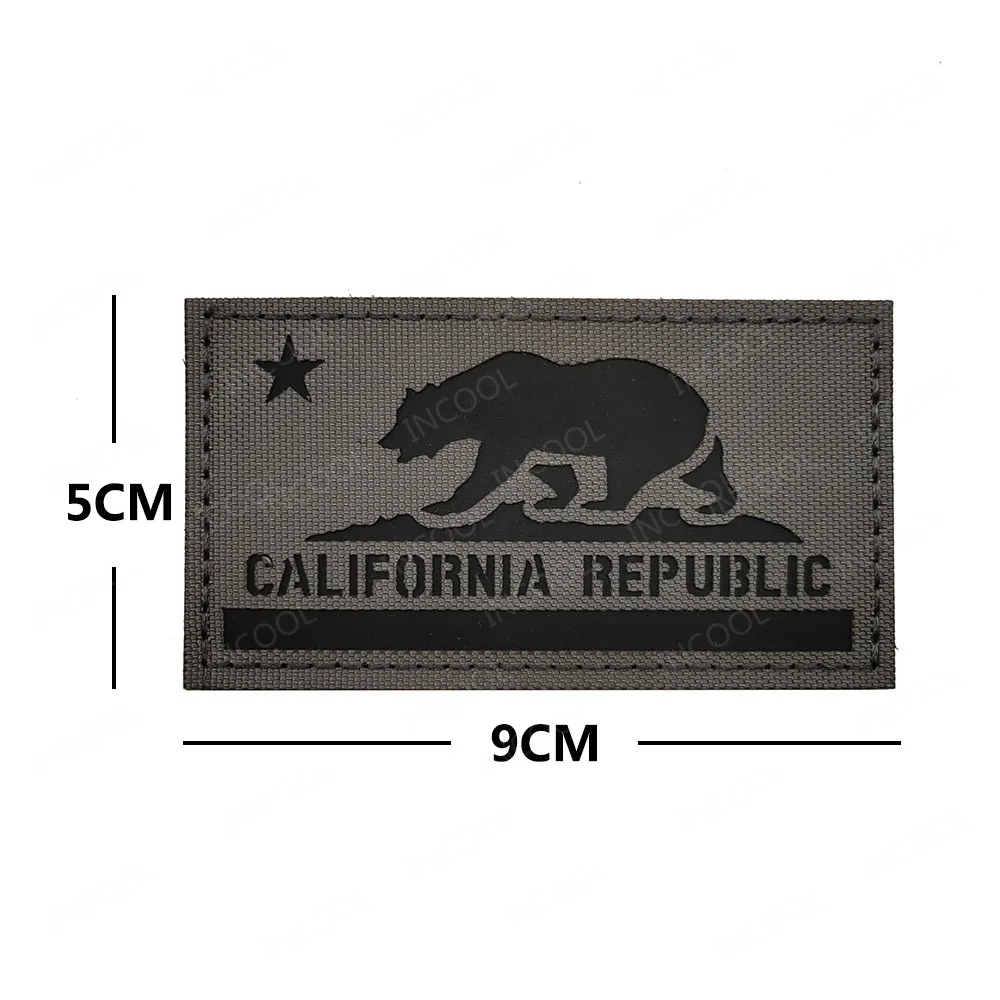 State of California Flag Reflective Embroidered Patches Tactical Patch Decorative Embroidery Badges Glow In Dark