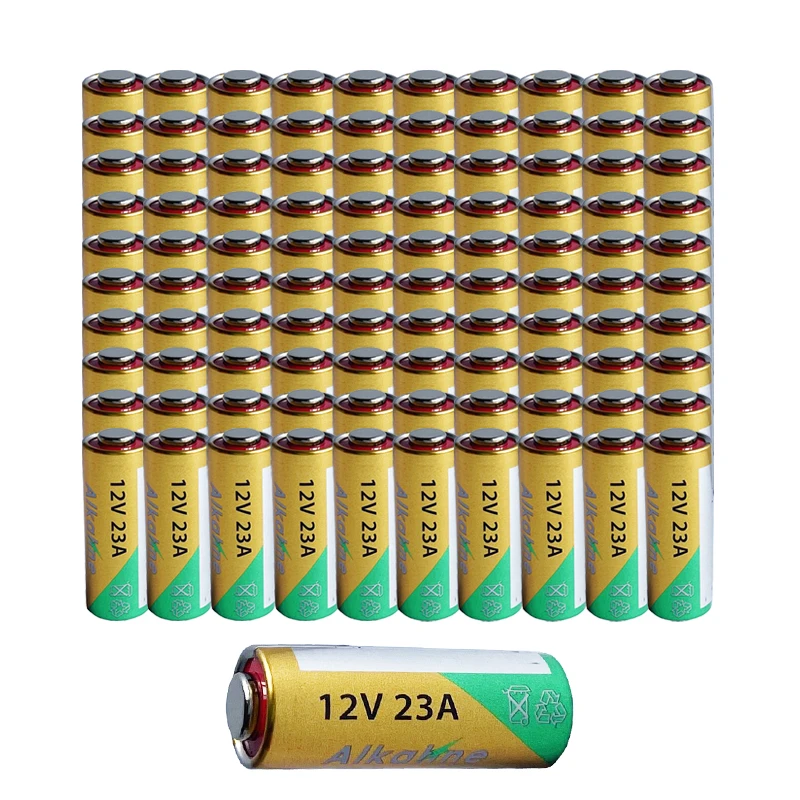 100Pcs 23A 12V Battery Primary Dry Alkaline Batteria 23GA A23 A-23 RV08 LRV08 E23A V23GA