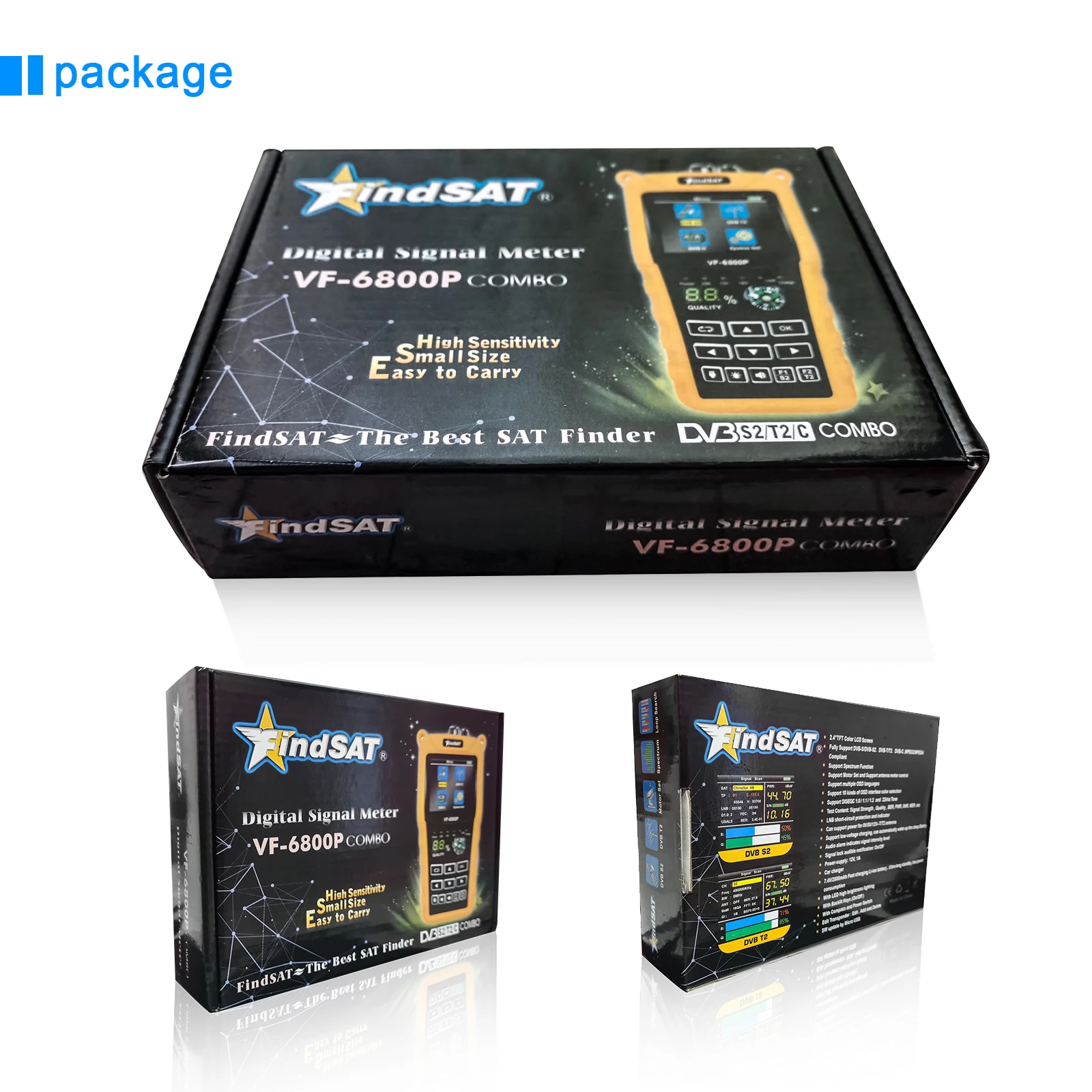 VF-6800P HD الرقمية الأقمار الصناعية مكتشف كومبو دعم DVB-T2/DVB S2/DVB C سات مكتشف متر لاستقبال الأقمار الصناعية dvb t2 موالف