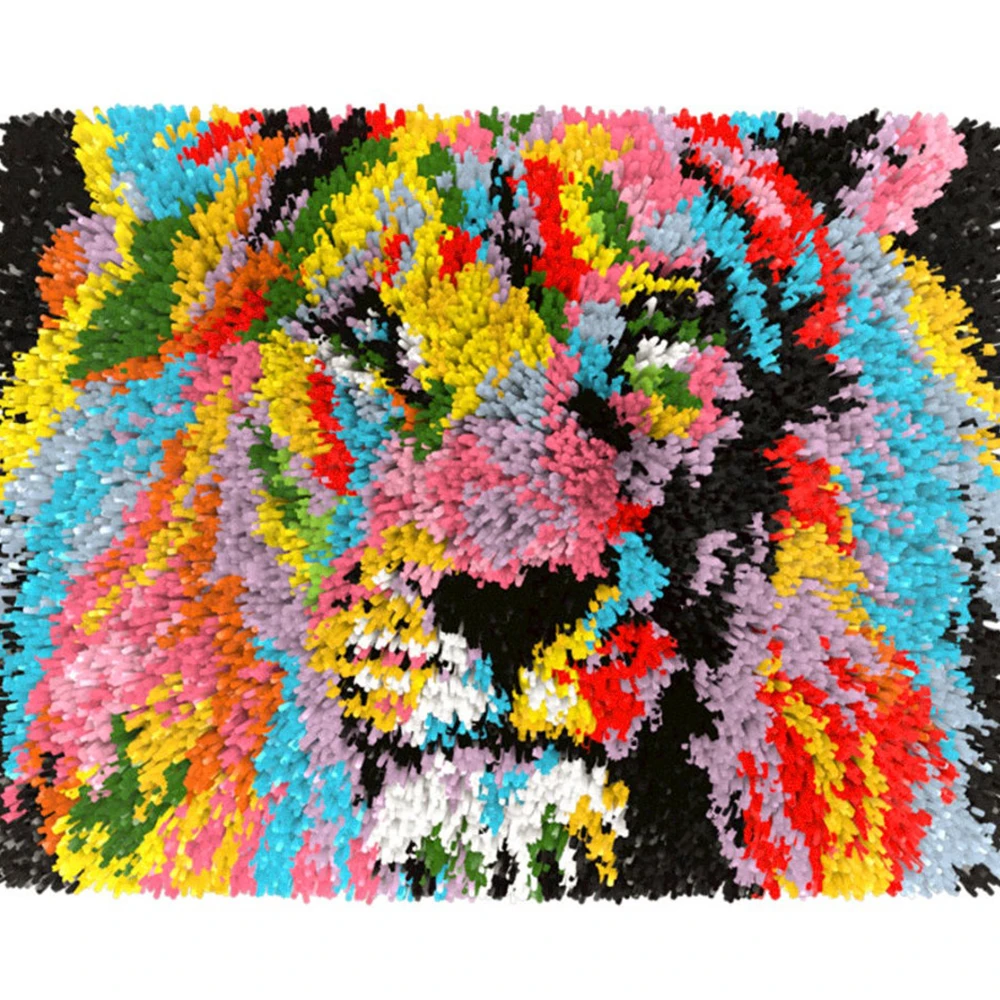 Latch hook rug Carpet embroidery set Lion with Pre-Printed Pattern Foamiran for needlework Hobby and needlework Tapestry