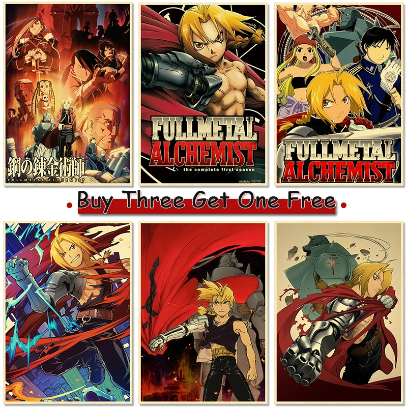 Fullmetal Alchemist Anime Poster Decor For Home Posters Room Wall Pictur Kraft Paper Retro And Prints Art Bar Cafe Stickers