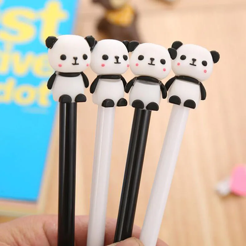 2pc Kawaii Panda Gel Pen Cartoon Little Bear Silicone Head Pen Black Ink Signature Pen Student Office School Supplies Stationery