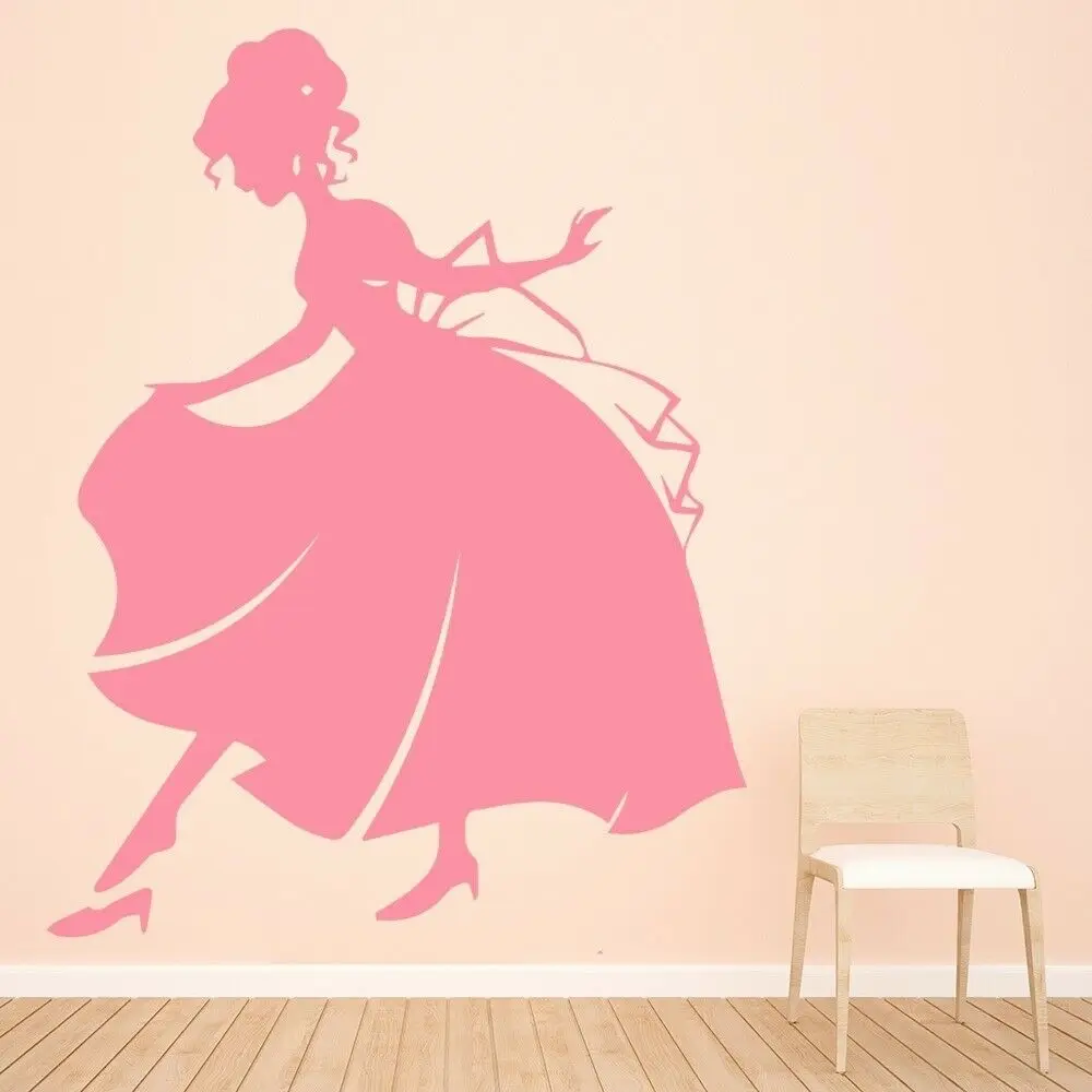 Fairy Tale Cinderella Wall Stickers Kids Girls Bedroom Nursery Stage Show Wall Decoration Vinyl Window Decal Princess Mural Q034