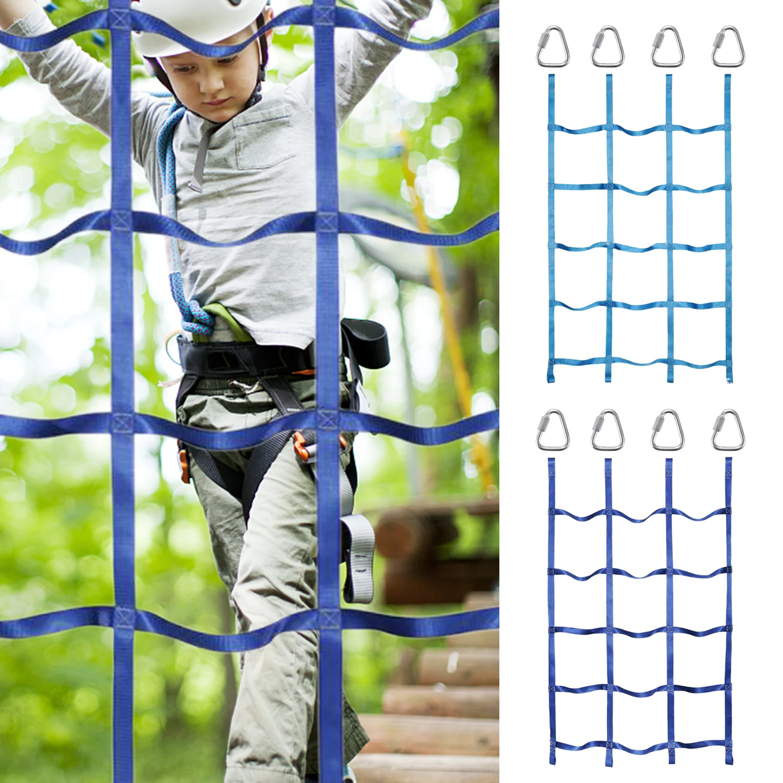 Outdoor Children Climbing Net Rainbow Ribbon Net Physical Training Climbing Net Child Playground Swing Hanging Step Ladder