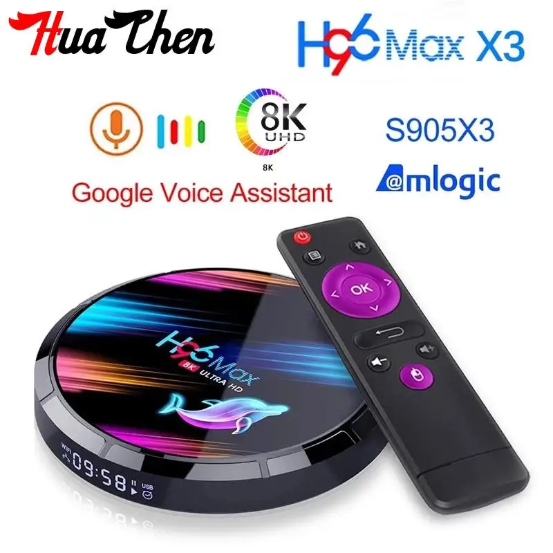 

H96 Max X3 S905X3 TV Box 8K Amlogic 4G 64G / 32G con 2, 4G y 5G Wifi 1000M lan Bluetooth Ota usb3.0 4k HD set-top box