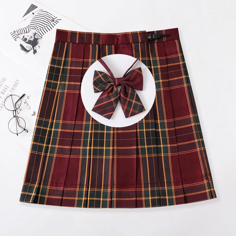 [Biancospino] JK School Uniform Summer Red Plaid gonne per ragazze gonne a pieghe a vita alta corte/lunghe abito da donna abiti per studenti