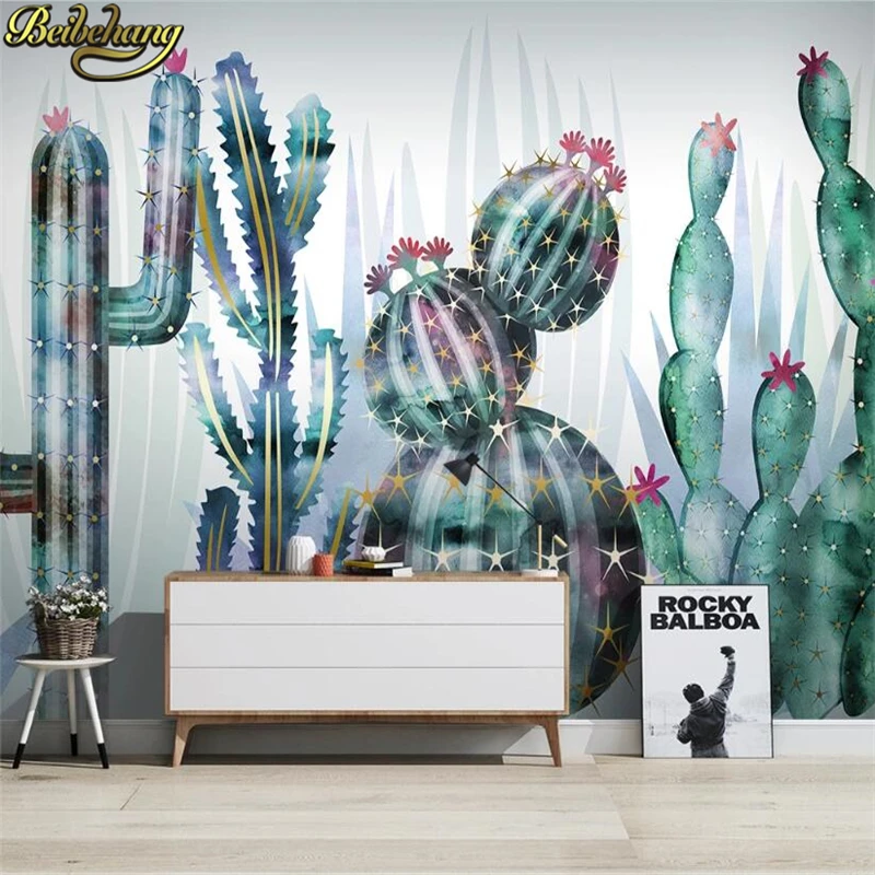 Custom Photo mural Wallpaper Tropical plant cactus  Murals Living Room Bedroom Modern Home Decor Wall Paper For Walls Stickers