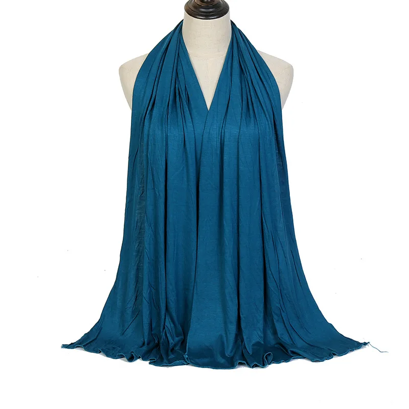 Écharpe Hijab en Jersey Uni, 20 Couleurs, Coton, Polyester, Round artificiel asticité, Châles, Foulard Long et Doux, Bande de Sauna Musulman, Snood,