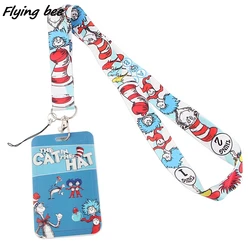 Flyingbee X1297 Cartoon Cat And Hat Fashion Lanyards ID Badge Holder Bus Pass Case Cover Slip Bank Credit Card Holder Strap