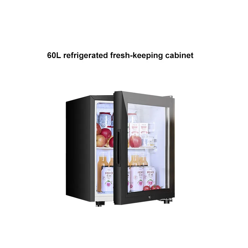 60L Kleine Koelkast Enkele Deur Masker Thee Behoud Kast Vriezer Met Transparante Glazen Deuren Voor Thuis En Kantoor