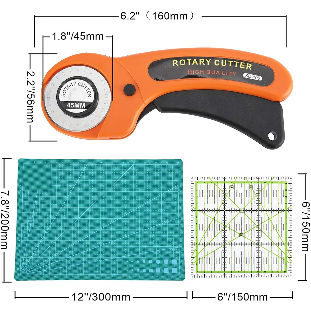 45mm nóż obrotowy zestaw narzędzi z mata do cięcia patchworkowa linijka precyzyjny pojemnik na noże torba DIY Craft szycie pikowania dostaw zestaw