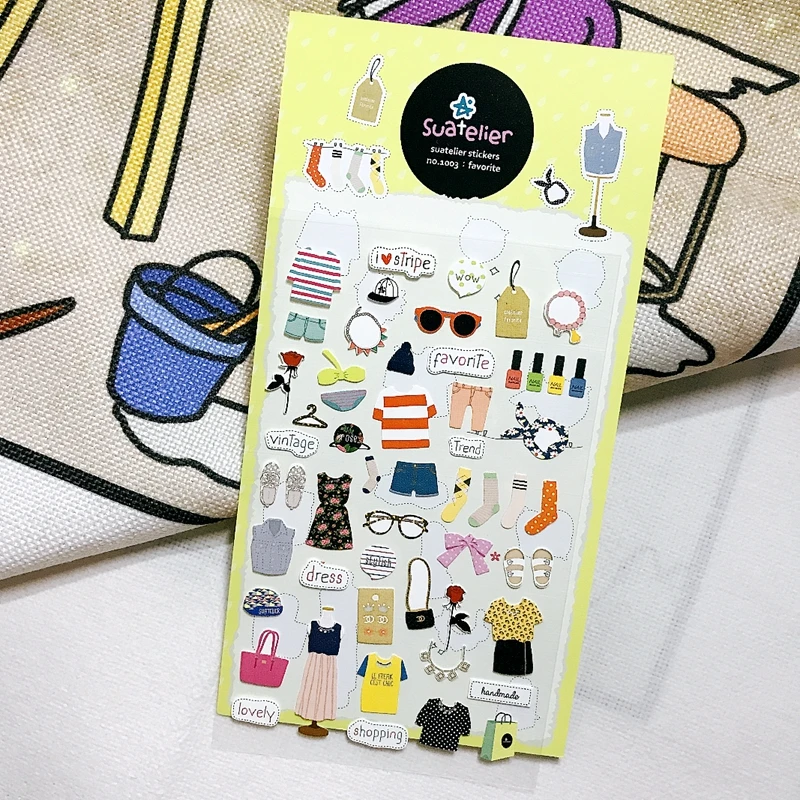 Sonia Favorite Girl's Clothes Stickers Suatelier Scrapbooking Cutting Die Journal Diary Decorative Hobby Craft INS Style