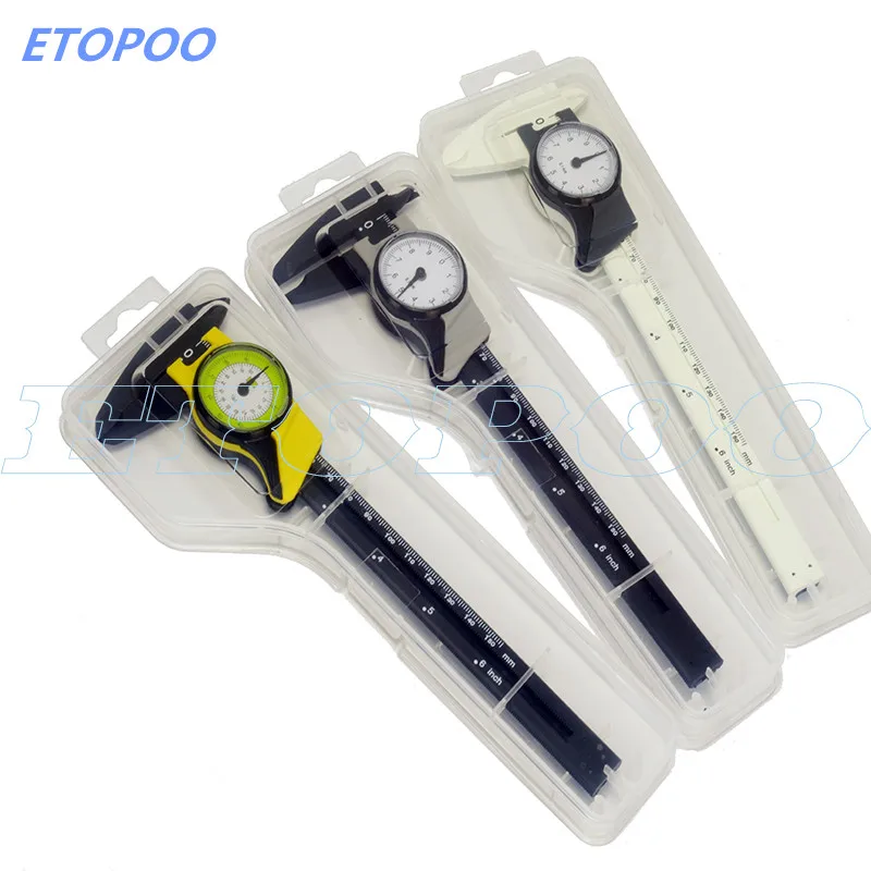 0-150MM 6inch Pure plastic vernier caliper with dial plastic dial caliper gauge digital caliper micrometer thickness gauge