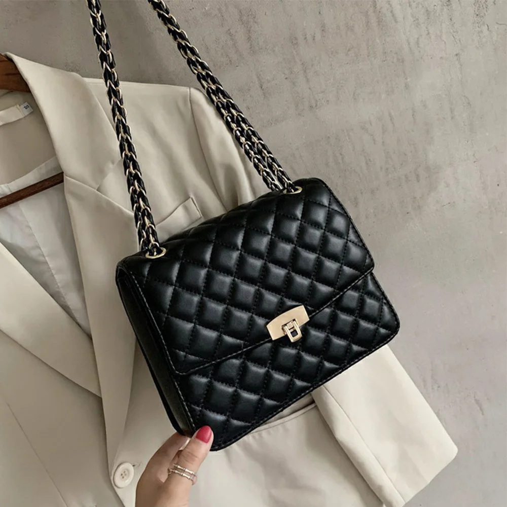 New Fashion Women Bags Crossbody Shoulder Chain Bag High Quality Designer Handbag Lady Small Hand Bag PU Leather Black bag