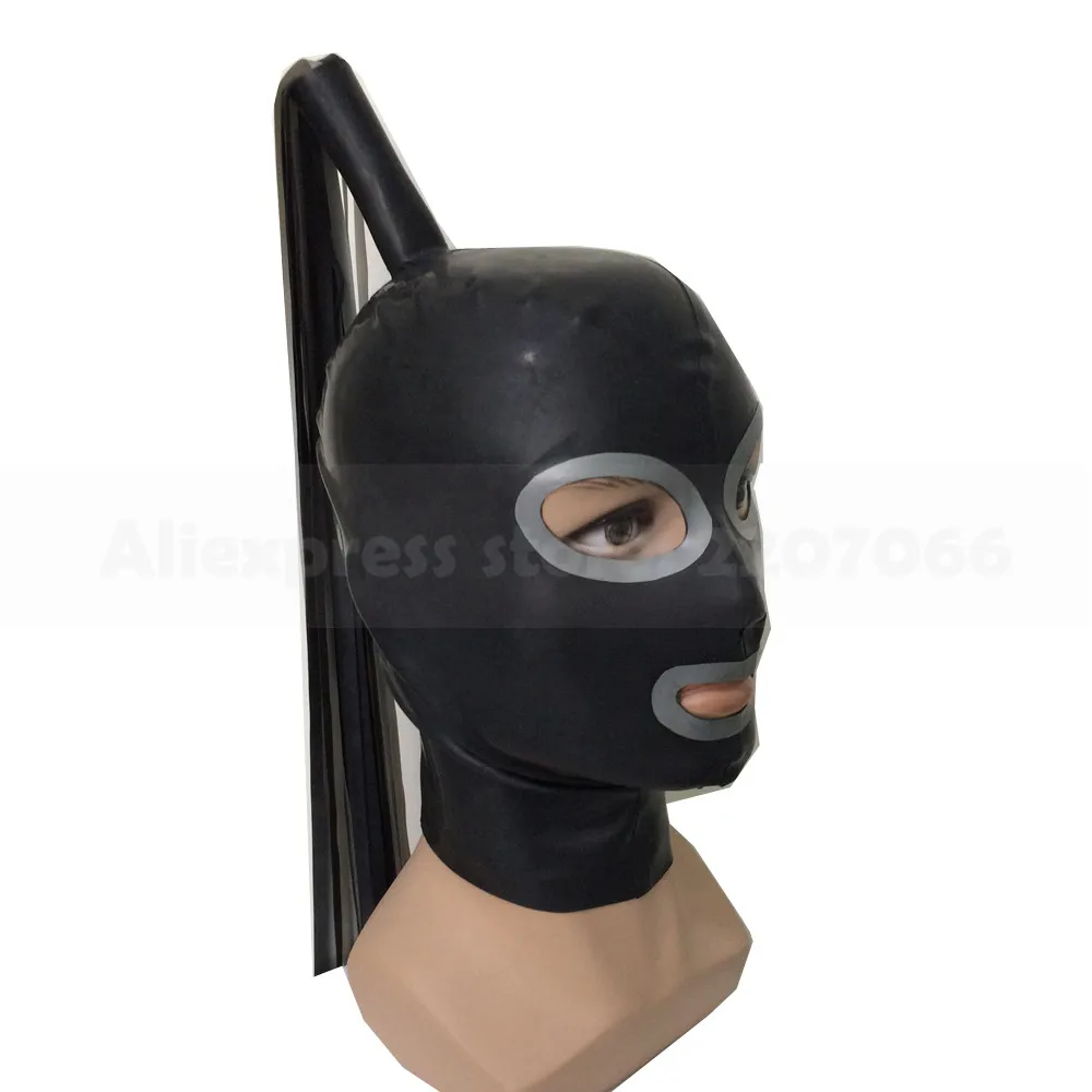 

Women Men Latex Rubber Mask With Tress Wig Hair Headgear Hood Custom Made Handmade Clothing RLM007