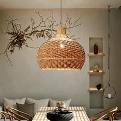 New Color Matching  Rattan Lamp Vintage Pendant Light Fixtures Retro Hanglamp Dining Room Decor Restaurant Suspension Luminaire