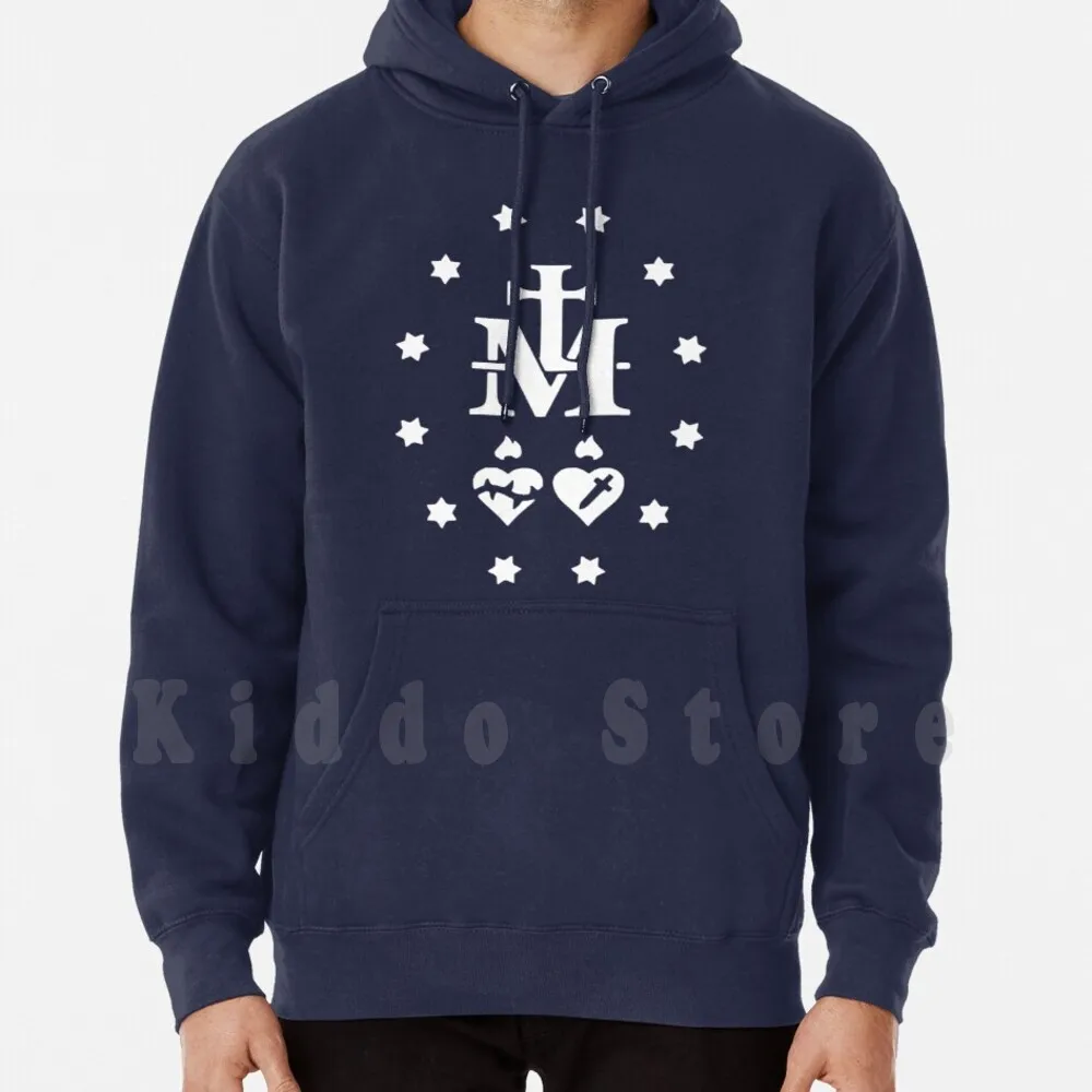

Medal Virgin Mary Hoodie Long Sleeve Catholic Holy Saint Christian Faith Religion Catholic Saint Jesus