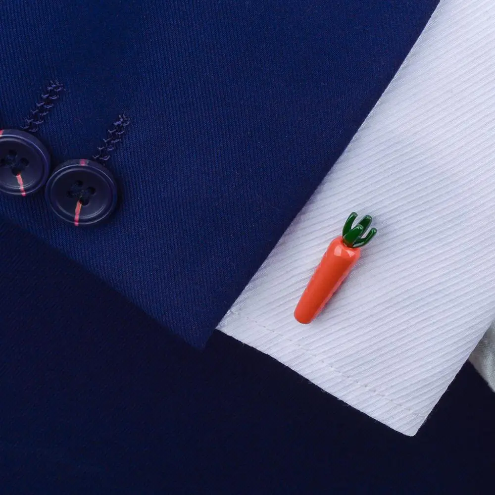 SAVOYSHI أزرار أكمام على شكل جزرة كرتونية من المينا الحمراء للرجال قميص مجوهرات دروبشيبينغ #5