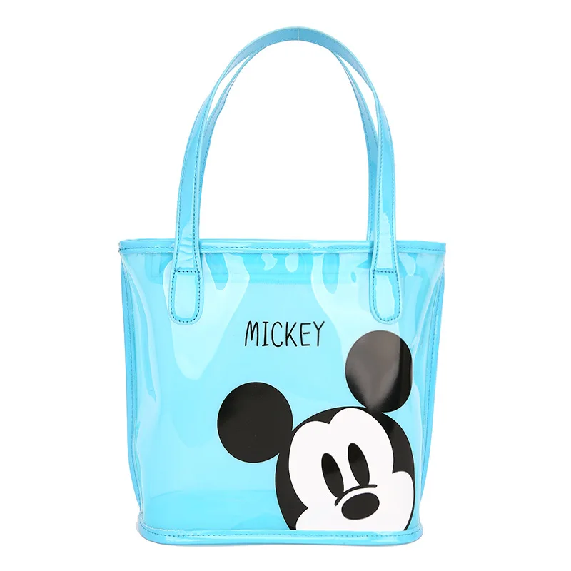 Disney women bag Mickey Mouse transparent jelly bag cartoon printed handbag Korean cute one shoulder bag slant cross bag