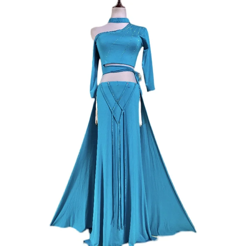 

Women Belly Dance Practice Clothes sexy blue Dress Oriental Indian Dancing Dress Stage Training Belly Dance Costumes