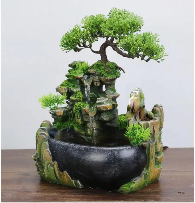 Resin Waterfall Desktop Fountain With Color Changing or no Changing Led Lighting Zen Meditation Waterfall Home Decoration - Image 4