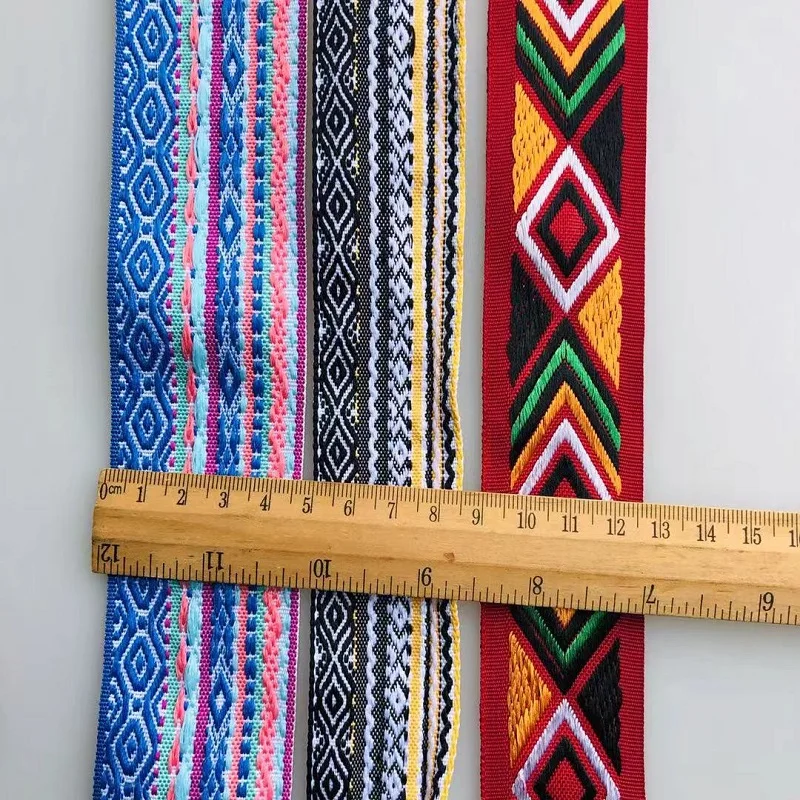 10yards/lots Woven Jacquard Ribbon Trims flowers geometric pattern for Guitar straps clothing accessory 3.7cm - 5cm LS-2706