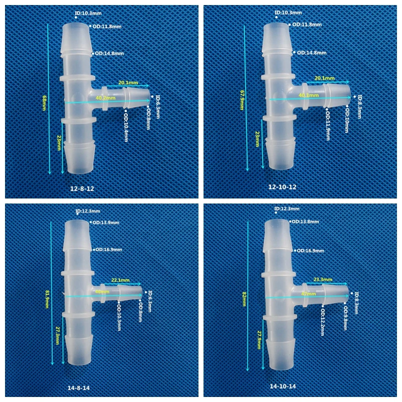 5 sztuk 12 14mm do 4-10mm PP teownik redukcyjny złącza akwarium Aerator pompy powietrza armatura nawadniania kropelkowego Pagoda...