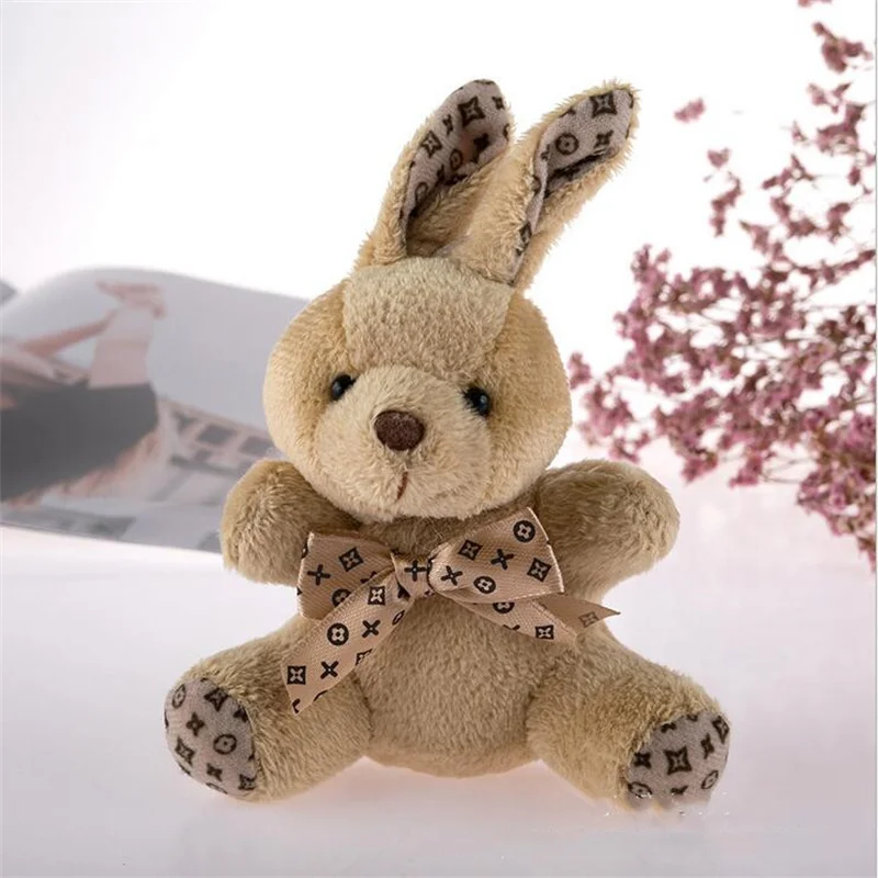 

1PCS Multi-Color Optional Siamese Rabbit Spotted Knot Plush Toy Sitting Posture Soft Bunny Cute Pendant Keychain 10CM