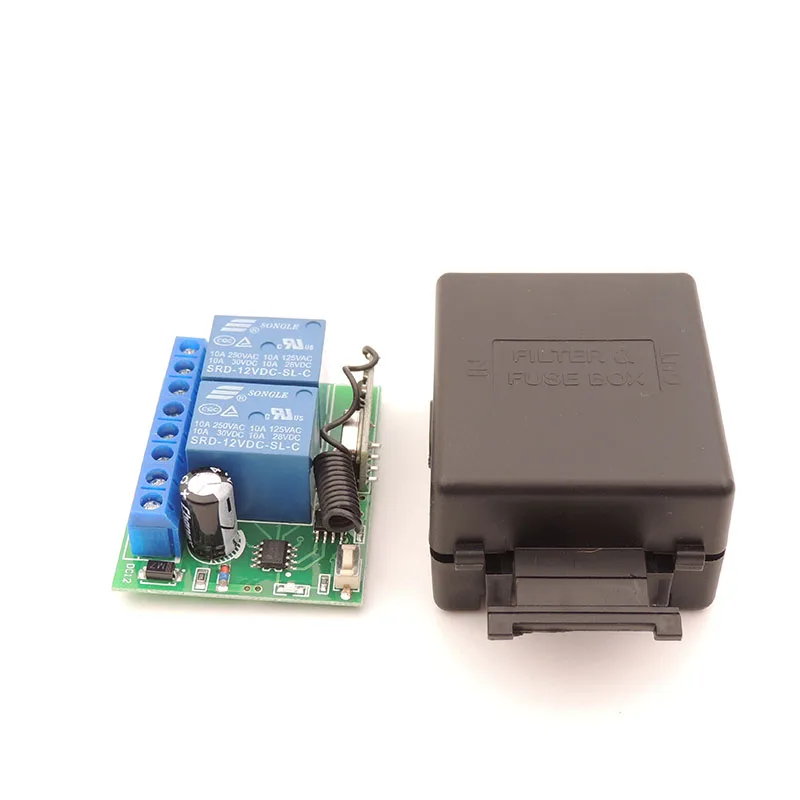 جهاز تحكم عن بعد لاسلكي عالمي للستائر الكهربائية ، جهاز استقبال مرحل ثنائي القناة ، 12 فولت ، 10 أمبير ، 433 ميجا هرتز ، للستائر الكهربائية ، البوابة ، المرآب ، الباب