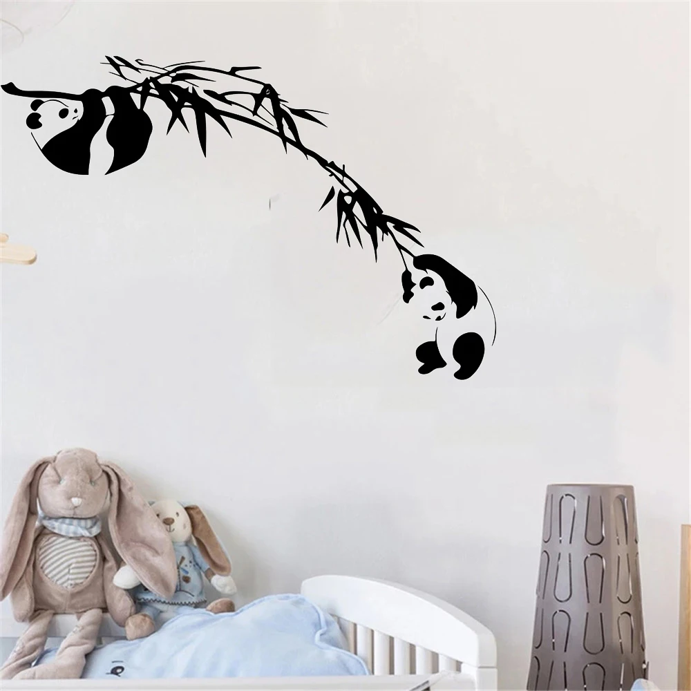 chinese panda bamboo 34*57cm wall stickers for kids rooms home decor cartoon vinyl wall decals diy mural art