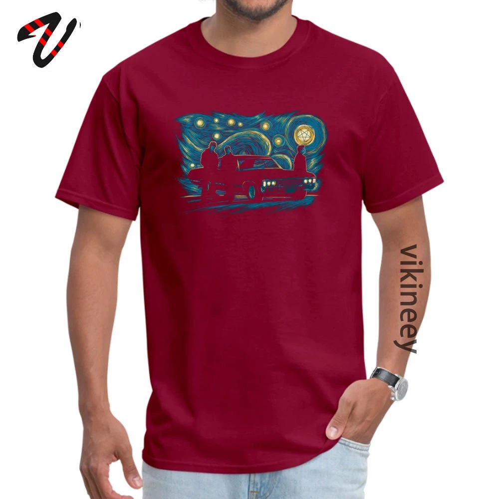 Supernatural Starry Night Aesthetic T Shirts Movie TV Mens Tops T Shirt 2020 Discount Custom Round Neck Tshirts for Male Custom