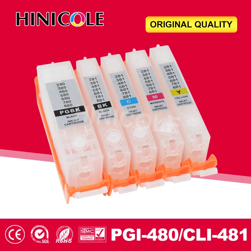 

Hinicole 1set PGI-480 CLI-481 PGI480 Refillable Ink compatible for canon TS704 TS6140 TS6240 TS6340 TR7540 TR8540 TS9540 printer