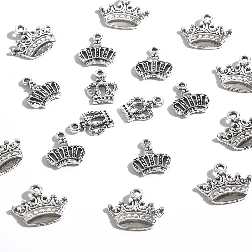 20/50pcs European Style Silver Plated Alloy Bead Hollow Crown Charms For Jewelry Making DIY Earrings Bracelet Necklace Pendants