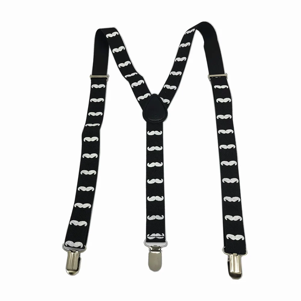 Adult Kids Lovely Fashion Mustache Print Suspenders Adjustable 3 Clips Beard Braces Clothing Accessories For All Family Party