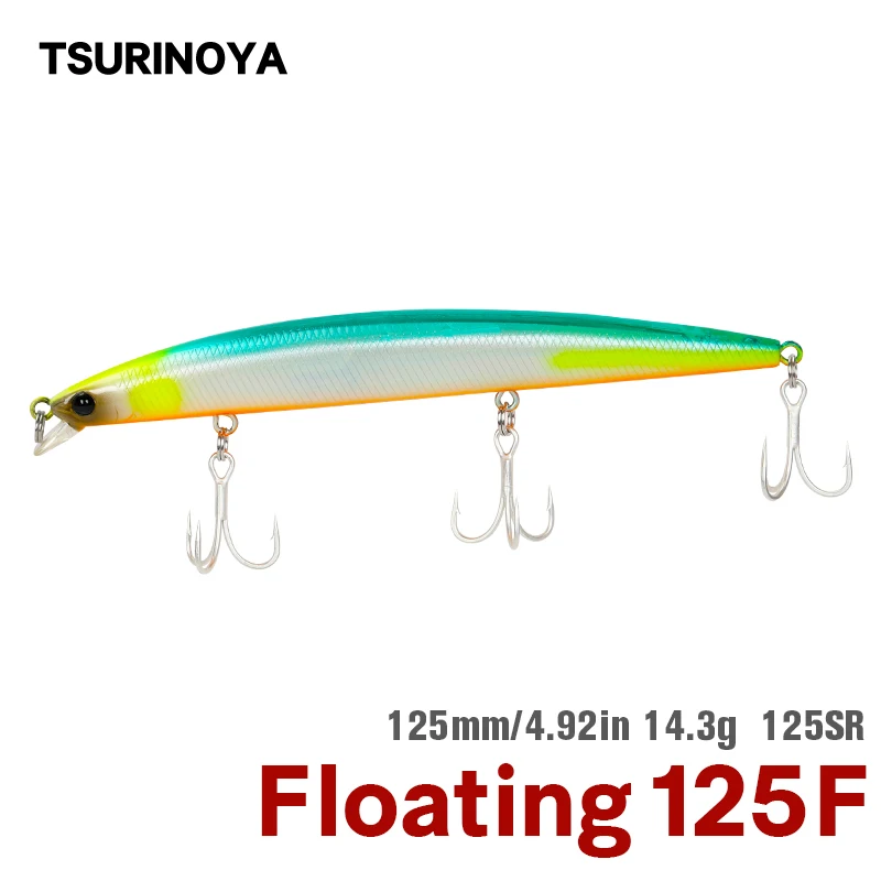 TSURINOYA Fishing Lure DW72 125mm 14.3g Shallow Range Floating Water Minnow Excellent Quality Hard Bait bass Fish Saltwater hook