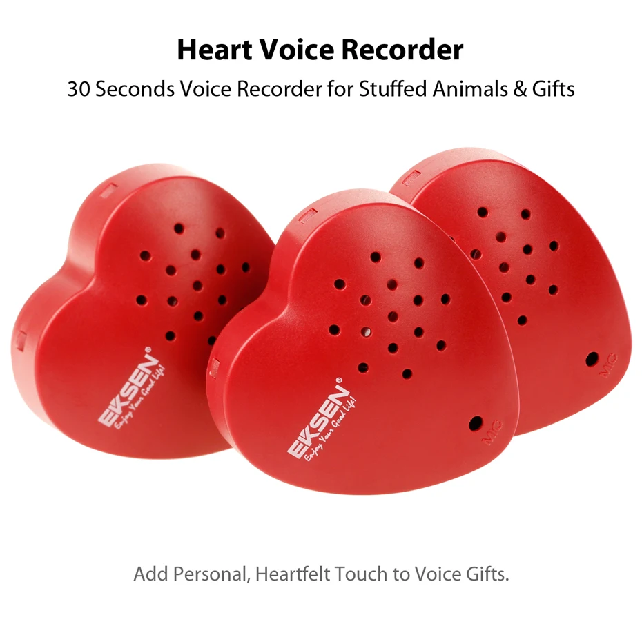 3 Pack Heart Voice Recorder Programmable Sound Button 30 Seconds Recording Mini Recorder for Stuffed Animals Dolls