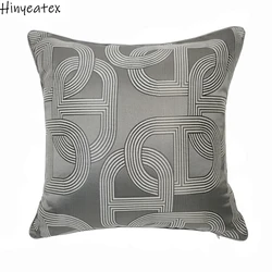 Geometria contemporanea catena grigio scuro ellisse divano sedia Designer piping fodera per cuscino Decor Home Pillow Case 18x18 pollici