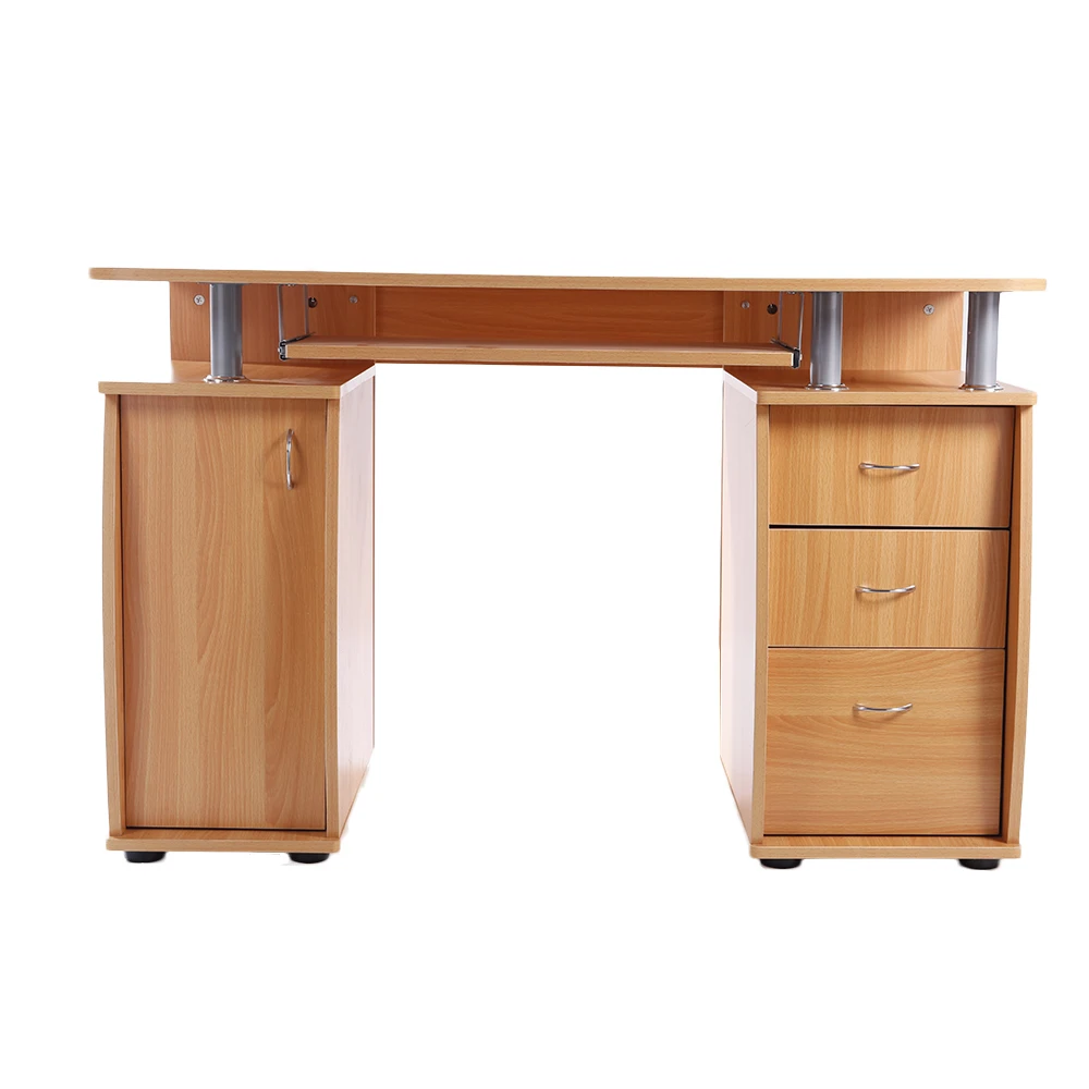 15mm MDF Portable 1pc Door with 3pcs Drawers Computer Desk Computer Table Office Table Study Table Wood Color