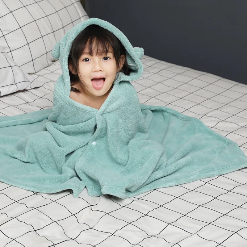 

Absorbent Children's Bathrobes Caps Bathrobes Cloaks Air-conditioning Blankets Baby Ultra-fine Cilia Bath Towels Beach Towel