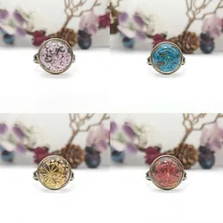 Retro Real Flower Ring Jewelry Copper Rings for Women Style Whole Sale Mood Ring Fashion Party Resin Ball Gift Wedding Gothic