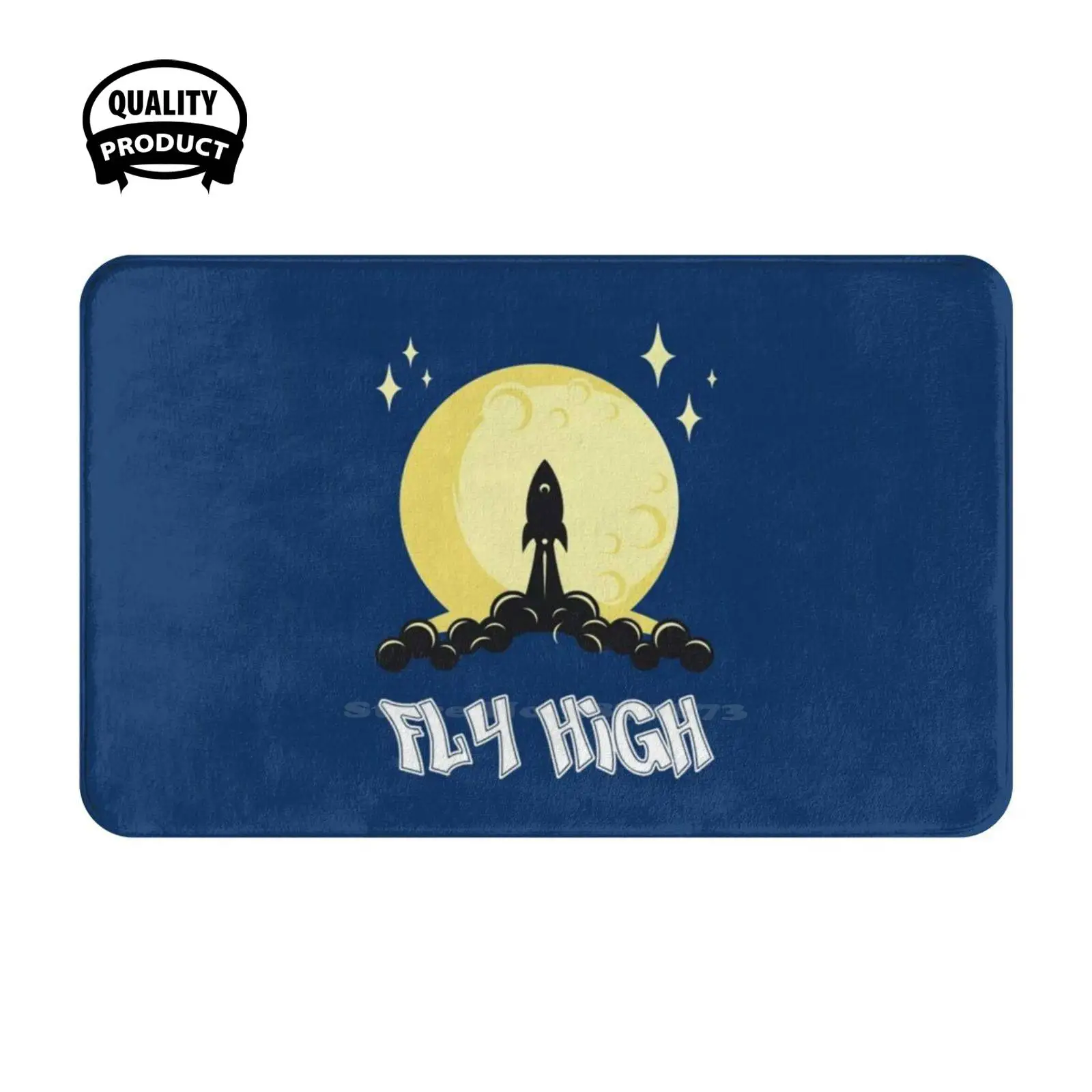 Fly High Soft Cushion Home Carpet Door Mat Car Rug Astronaut Galaxy Moon Selenophile Planet Telescope Fantastic Rocket Stargaze