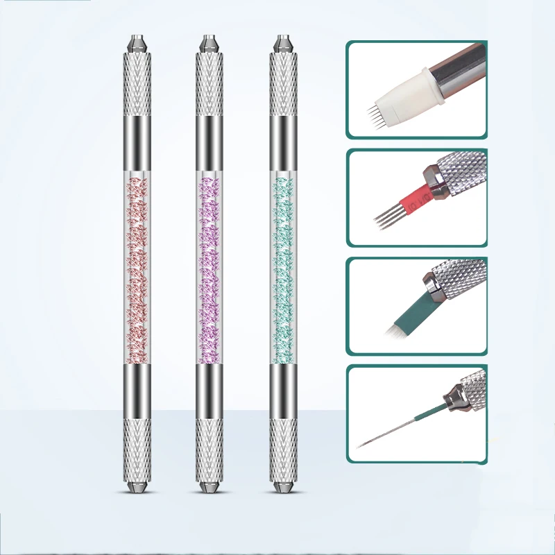 Professional Stainless Steel Dual Heads Tebori Manual Microblading Pen Tattoo Tools For 3D Permanent Eyebrow Lip Line Makeup