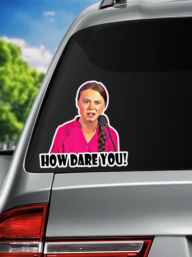 Funny PVC Decal How Dare You Greta Thunberg Removable Car Sticker Waterproof for Bumper Rear Window Laptop