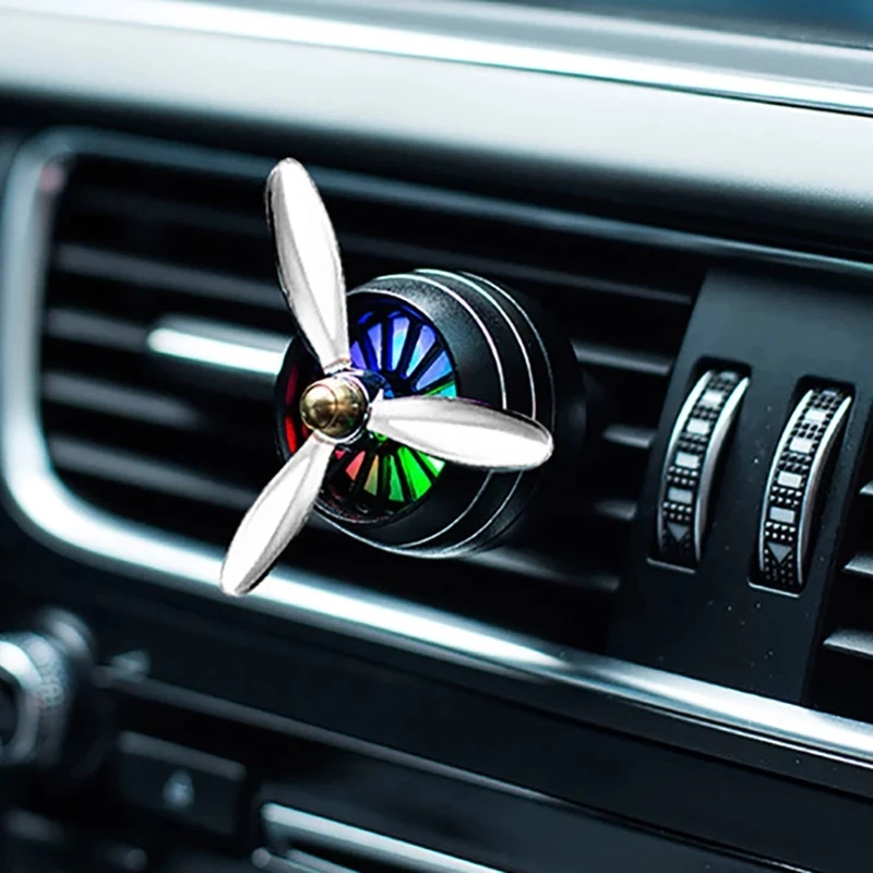 Perfume Diffuser Air Freshener LED Light Air Force 3 Exhaust Clip Car Decoration Propeller Perfume Smell Ornaments